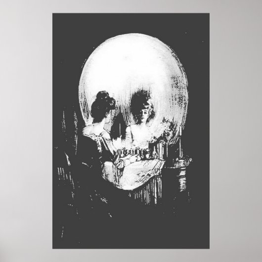 Frau mit Halloween-Reflektion im Spiegel Poster (Vorne)