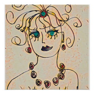 Frau mit Halskette Poster