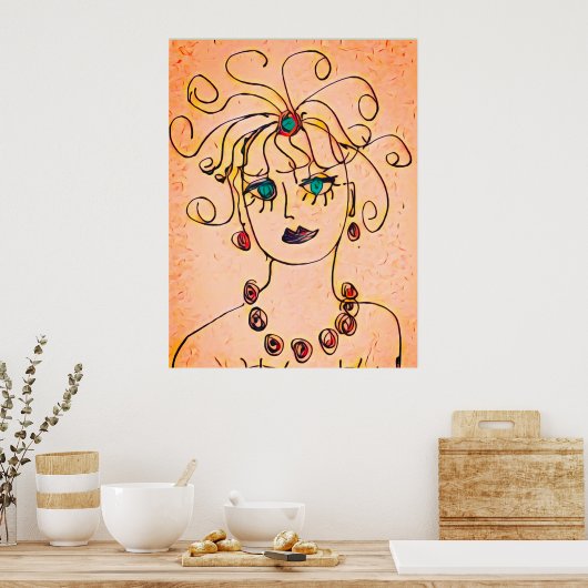 Frau mit Halskette Poster (Küche)