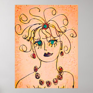 Frau mit Halskette Poster