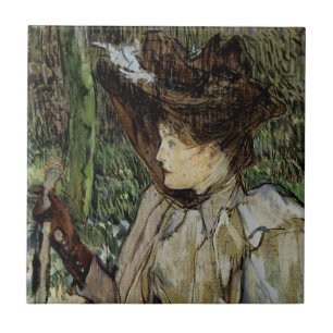 Frau mit Handschuhen von Toulouse-Lautrec Fliese