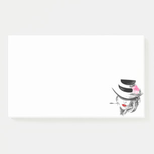 Frau mit Hat Post-it®-Anmerkungen Post-it Klebezettel