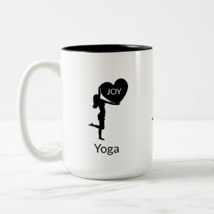 Frau mit Herzsilhouette und Kalligrafie Zweifarbige Tasse