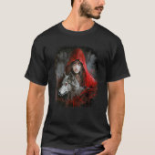 Frau mit Hood in Rot und Grau Wolf Fantasy Paint T-Shirt (Vorderseite)