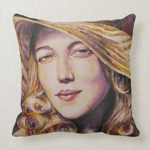 Frau mit Hut Kissen