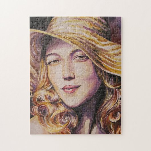 Frau mit Hut Puzzle (Vertikal)