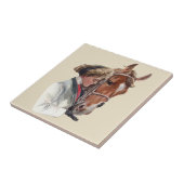 Frau mit ihrem Lieblingspferd Fliese (Seite)