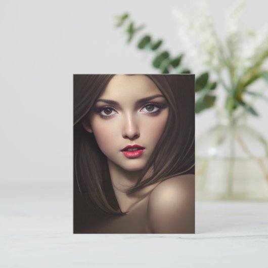 Frau mit intensiver Postkarte (Stehend Vorderseite)