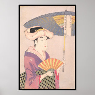 Frau mit Japanerdame SonnenschirmKitagawa Utamaro Poster