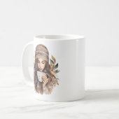 Frau mit Kaffeetasse Illustration Gemütlicher Wint (Vorderseite Links)