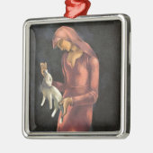 Frau mit Kaninchen Ornament Aus Metall (Links)