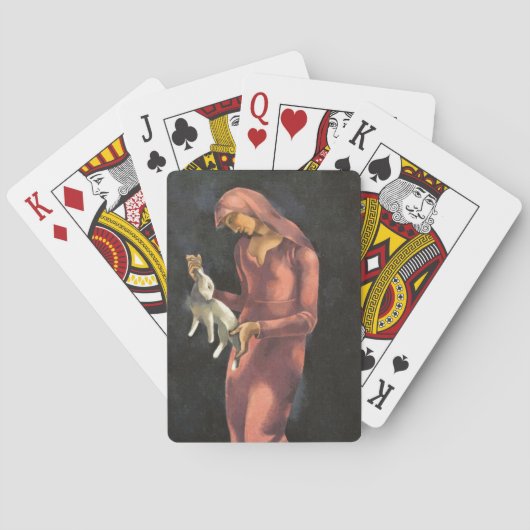 Frau mit Kaninchen Spielkarten (Rückseite)