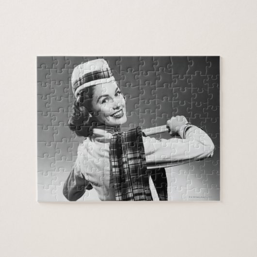Frau mit Kappe Puzzle (Horizontal)