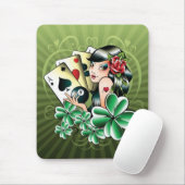 Frau mit Karten und Kleeblatt - Mousepad (Mit Mouse)