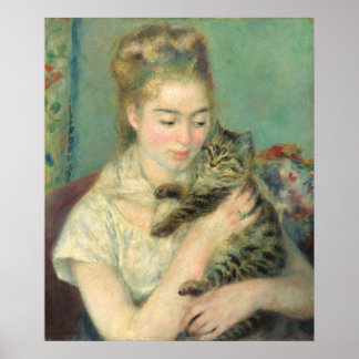 Frau mit Katze - Auguste Renoir Kunstgedicht Poster