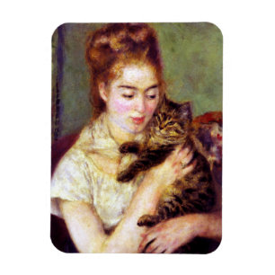 Frau mit Katze, Auguste Renoir Magnet