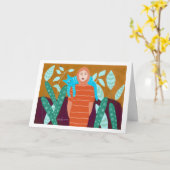 Frau mit Katze in garden.2 Karte (Gelbe Blume)