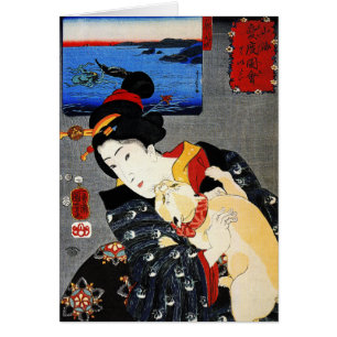 Frau mit Katze - Japanische Kunst - Utagawa Kuniyo