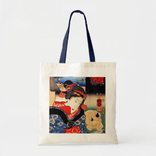 Frau mit Katze - japanische Kunst - Utagawa Tragetasche