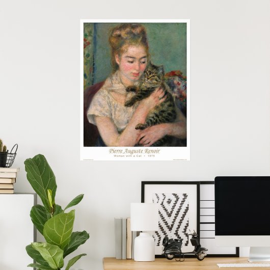Frau mit Katze Poster (Heimbüro)