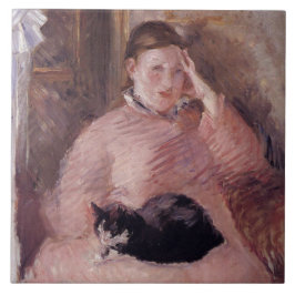 Frau mit Katze (von Edouard Manet) Fliese