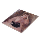 Frau mit Katze (von Edouard Manet) Fliese (Seite)