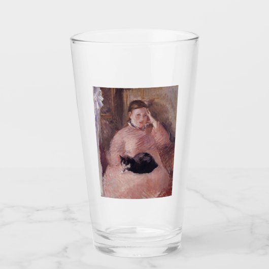 Frau mit Katze (von Edouard Manet) Glas (Vorderseite)