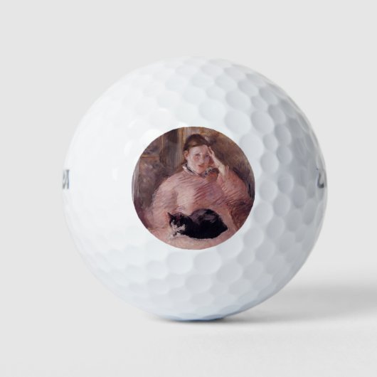 Frau mit Katze (von Edouard Manet) Golfball (Vorderseite)