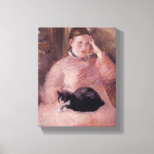 Frau mit Katze (von Edouard Manet) Leinwanddruck (Vorderseite)