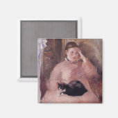 Frau mit Katze (von Edouard Manet) Magnet (Vorderseite/Rückseite)