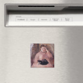 Frau mit Katze (von Edouard Manet) Magnet (In Situ (Geschirrspüler))