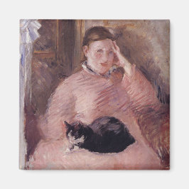 Frau mit Katze (von Edouard Manet) Magnet