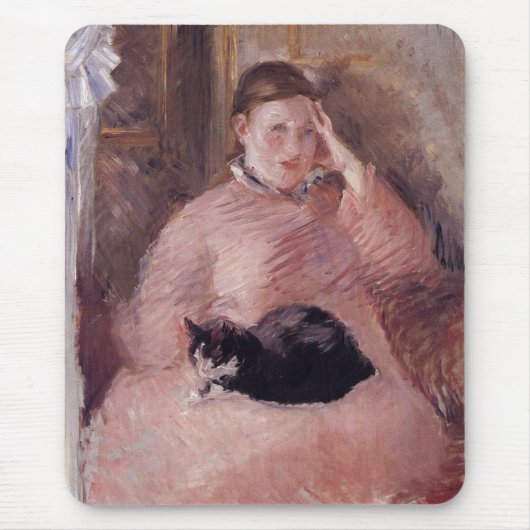 Frau mit Katze (von Edouard Manet) Mousepad (Vorne)