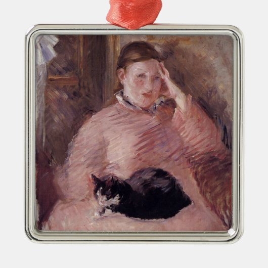 Frau mit Katze (von Edouard Manet) Ornament Aus Metall (Vorne)