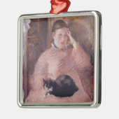 Frau mit Katze (von Edouard Manet) Ornament Aus Metall (Links)