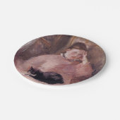 Frau mit Katze (von Edouard Manet) Pappteller (Schrägansicht)