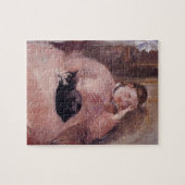 Frau mit Katze (von Edouard Manet) Puzzle (Horizontal)
