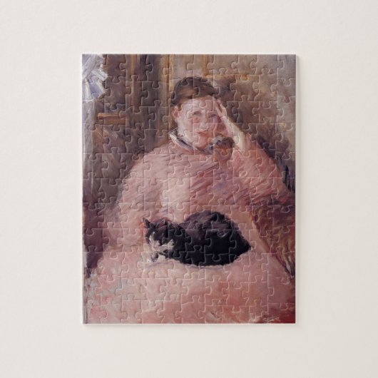 Frau mit Katze (von Edouard Manet) Puzzle (Vertikal)