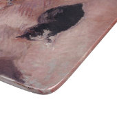 Frau mit Katze (von Edouard Manet) Schneidebrett (Ecke)