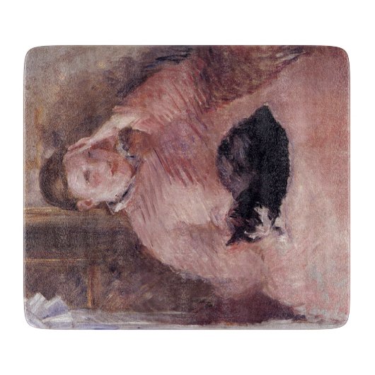 Frau mit Katze (von Edouard Manet) Schneidebrett (Vorderseite)