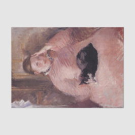 Frau mit Katze (von Edouard Manet) Seidenpapier