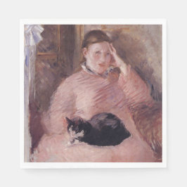 Frau mit Katze (von Edouard Manet) Serviette