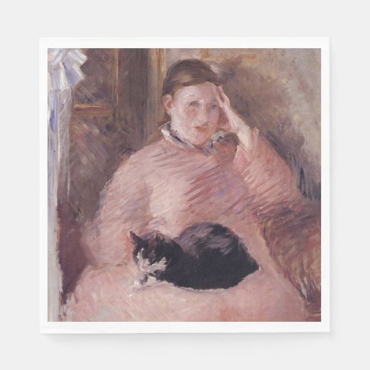 Frau mit Katze (von Edouard Manet) Serviette (Vorderseite)