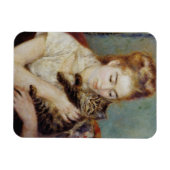 Frau mit Katze von Pierre-Auguste Renoir Magnet (Horizontal)