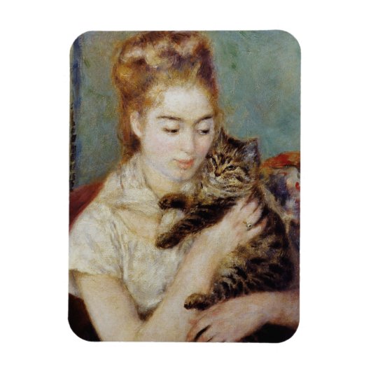 Frau mit Katze von Pierre-Auguste Renoir Magnet (Vertikal)
