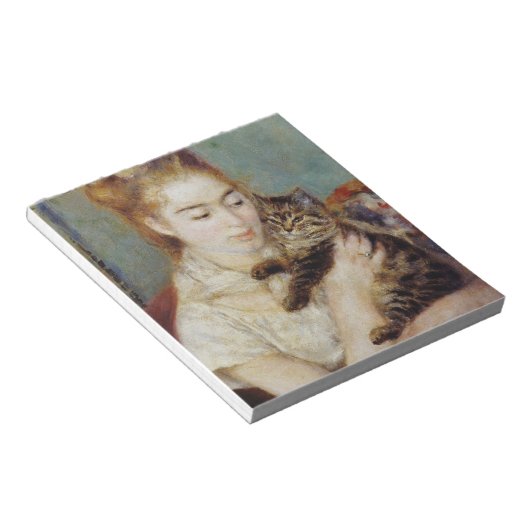 Frau mit Katze von Pierre-Auguste Renoir Notizblock (angewinkelt)