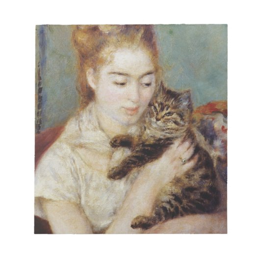 Frau mit Katze von Pierre-Auguste Renoir Notizblock (Vorderseite)
