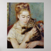Frau mit Katze von Pierre-Auguste Renoir Poster (Vorne)
