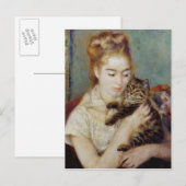 Frau mit Katze von Pierre-Auguste Renoir Postkarte (Vorne/Hinten)