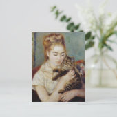 Frau mit Katze von Pierre-Auguste Renoir Postkarte (Stehend Vorderseite)